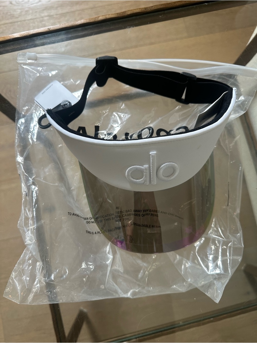 ALO Yoga White Visor with Iridescent Shield